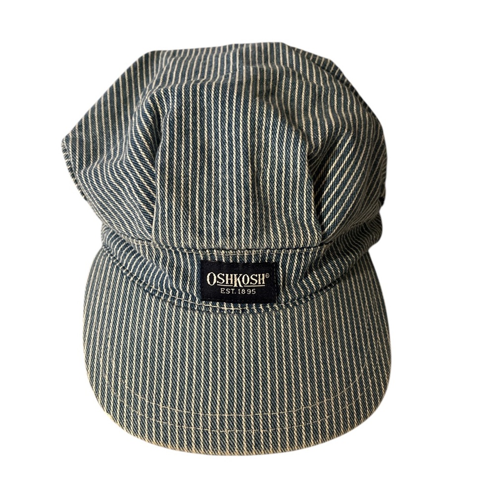 OshKosh B'gosh vintage youth/kids striped denim & white railroad conductor hat